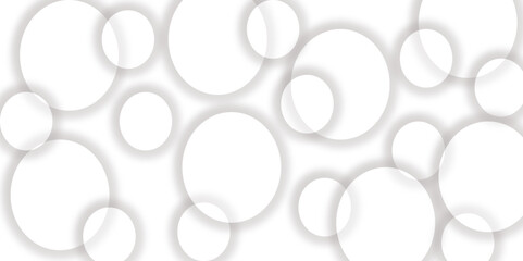 Abstract white geometric overlapping circle background with shadow. Vector circles template vector design. white background texture, Xmas, backdrop, lights, wallpaper design.	