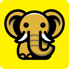 Cartoon Vector Elephant on Yellow
