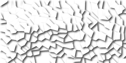 Abstract white paper cut shadows background realistic crumpled paper decoration textured with multi tiles mosaic seamless pattern. Quartz cream white Broken Stained Glass.3d shapes.