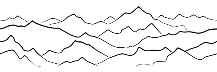 Vector sketch, mountain landscape, imitation of a pencil drawing	