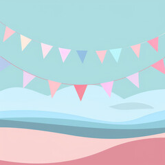 Minimalist Bunting Illustration in Pastel