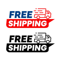 Free delivery shipping icon, home express deliver service vector label with fast car truck. Free shipping delivery badge for mail courier or parcel shipment cargo and food delivery service symbol. © IQ art_Design