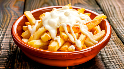 French Fries in a Bowl with Sauce