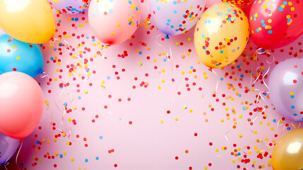 Colorful Balloons and Confetti - White Background
