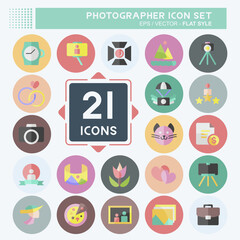 Icon Set Photographer . suitable for Art symbol. Flat Style. simple design editable. design template vector. simple illustration
