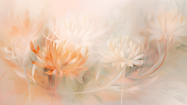 light soft orange peach abstract floral background with dandelion
