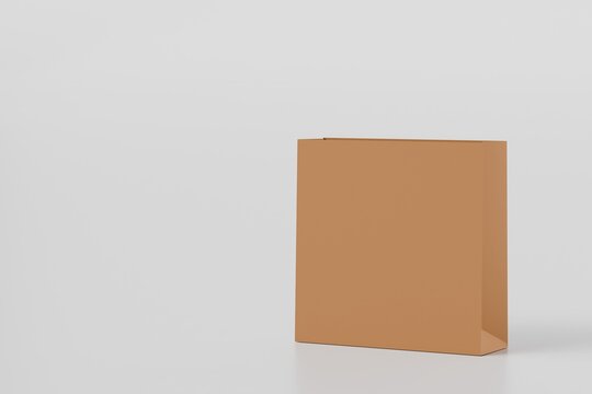 3D Minimal Brown Paper bags or shopping bags icon isolated on white background. Online shopping concept. shopping bag packaging concept. 3d shopping bag minimal cartoon design creative icon. 3d render