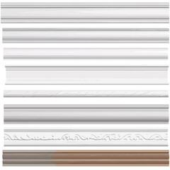 White plastic or wood seamless baseboards pattern i