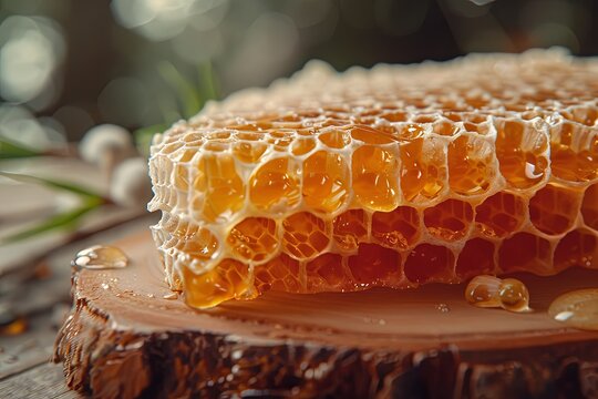 macro shot of honey comb