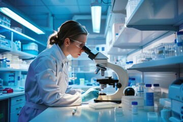 A medical laboratory technician conducting tests and analyzing samples in a clinical laboratory, contributing to disease diagnosis and treatment, Generative AI