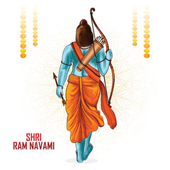 Shri ram navami with bow an arrow card background - obrazy, fototapety, plakaty
