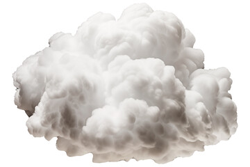 fluffy flying white cloud PNG isolated on a white and transparent background - dramatic  floating grey cloud condensation stratosphere fog atmosphere weather concept - obrazy, fototapety, plakaty