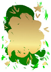 Gold and Green Graffiti speech bubble. Abstract modern Messaging sign street art decoration, Discussion icon performed in urban painting style.