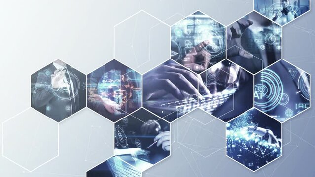 Corporate background collage from diverse business-related videos.