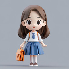 Art Toy girl wearing school uniform, generative ai