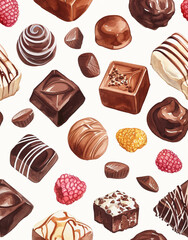 set chocolate seamless background, generative ai