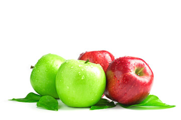 Red and green apples isolated