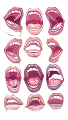 set Mouth action picture , generative ai