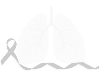 Pearl white ribbon as a symbol for lung cancer for lung cancer serves awareness and support.