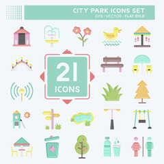 Icon Set City Park. suitable for Building symbol. flat style. simple design editable. design template vector. simple illustration