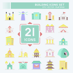 Icon Set Building. suitable for education symbol. flat style. simple design editable. design template vector. simple illustration