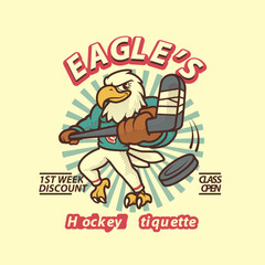 Eagle Hockey Logo Vintage and Retro Mascot