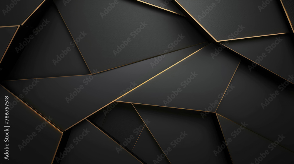 Sticker abstract premium black and gold geometric shape background