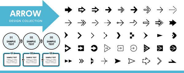 シンプルな矢印とフレーム・アイコンのデザインセット