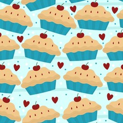 seamless pattern with cherry pie
