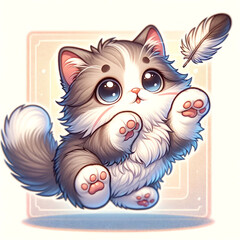 羽を追いかける可愛い猫