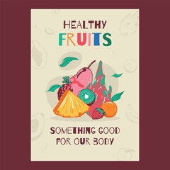 Colorful Handdrawn Fruits Poster Template