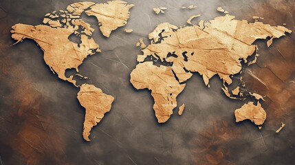 Map of the world. 3d rendering, 3d illustration.
