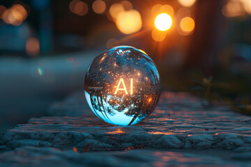 A magical orb with text AI