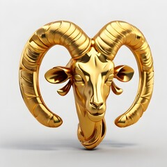simple symbol of zodiac sign aries made of pure gold, shiny, photorealistic, no background  Generative AI