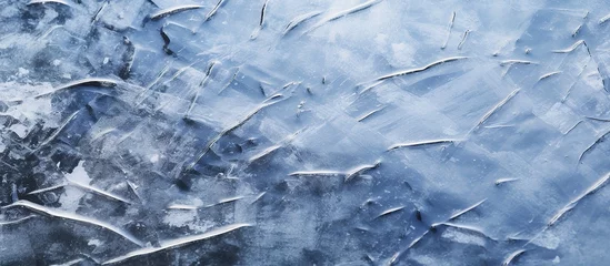Foto op Aluminium Ice floes on frozen lake in winter, panoramic view © KRIS