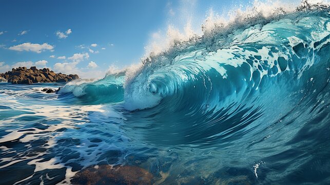 Ocean Wave Curl Clean ocean wave rolling curling