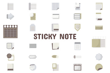 Sticky Note Flat Vector Illustration Icon Sticker Set Design Materials
