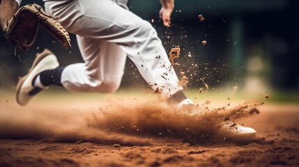 Pitchers in baseball swiftly maneuver on the field, creating thrilling moments during competitive gameplay.
 - obrazy, fototapety, plakaty