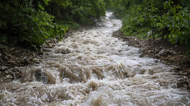 Streams and rivers swell to dangerous levels carving their way through the mountainside as the continuous monsoon rains show no signs of letting up.