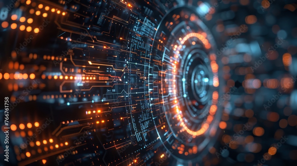 Poster a futuristic digital security concept with advanced encryption algorithms and futuristic technology 