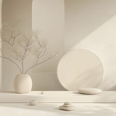 Serene Minimal Spherical Display with Organic Elements