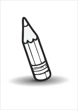 black and white picture of a pencil for children's coloring book