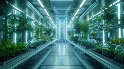 A futuristic hydroponic lab with minimalist equipment and high - tech nutrient solutions for plant cultivation experiments