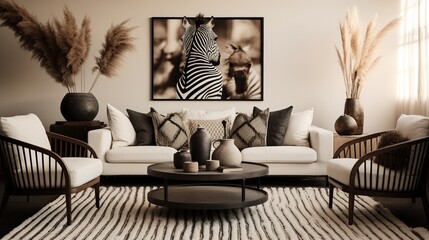Interior composition of modern sophisticated living room 