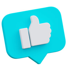 Social media reaction, like thumb up 3d