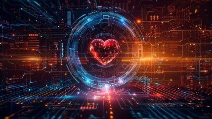 A minimalist illustration of a futuristic heart monitor device with sleek digital displays and advanced cardiac monitoring features