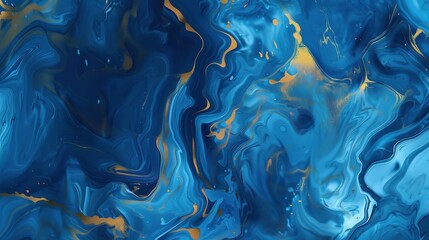 Hand-Painted Background with Mixed Liquid Blue