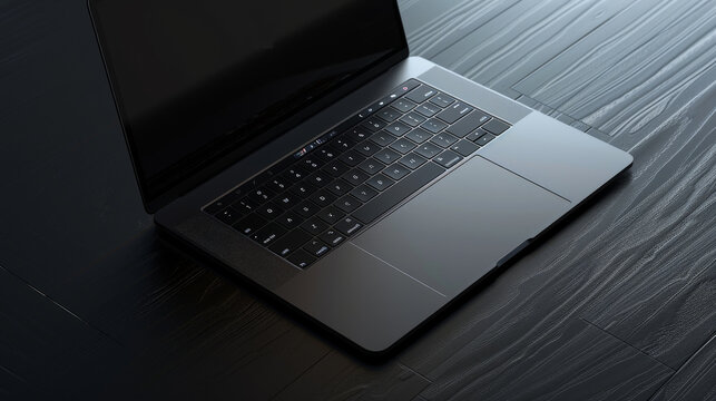 A minimalist laptop design with sleek metallic surfaces and industrial - inspired elements, showcasing the intersection of technology