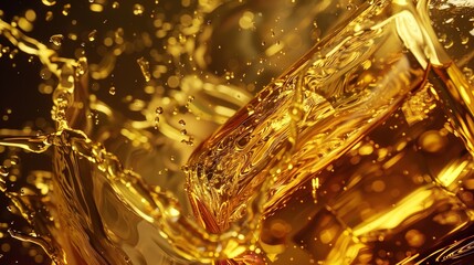 Liquid Golden Splash Texture Abstract Beverage