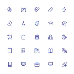 School Icon with Duoline Style. Education Icon Collection with Editable Stroke and Pixel Perfection
